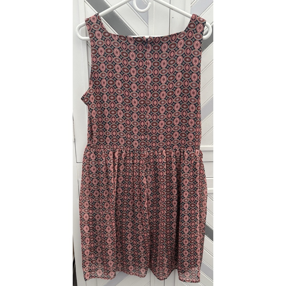 Sami + Dani Women's Large Orange Blue‎ Boho Chiffon Square Neck Sleeveless Dress - Picture 7 of 16